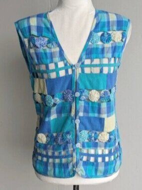 Vintage Koret pastel lattice button down vest
